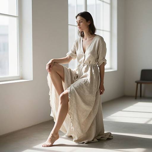 Calm Female Model in Scandinavian Studio