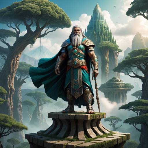 Ancient Warrior in Mystical Forest