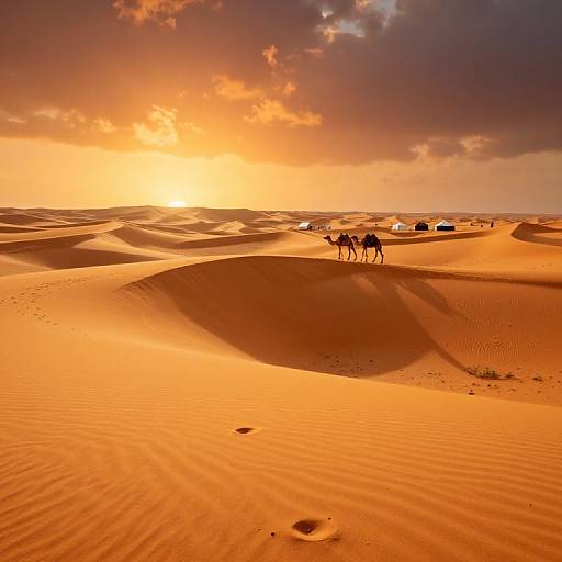 Serene Moroccan Desert Sunset Scene