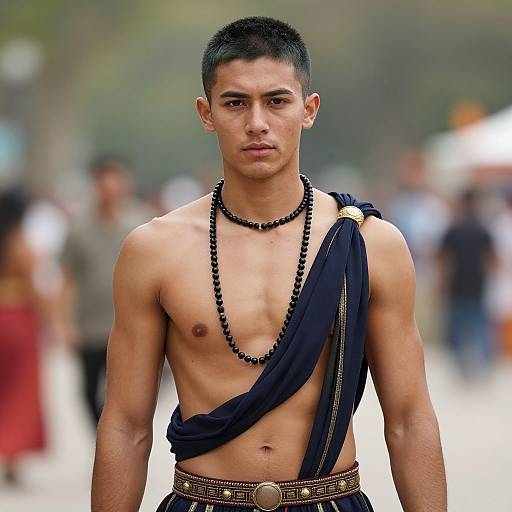 Muscular Male in Green Hair Toga