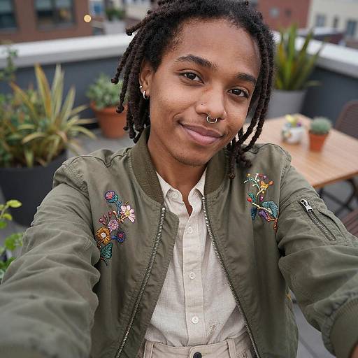 Candid Rooftop Portrait of Afro-Latinx Nonbinary