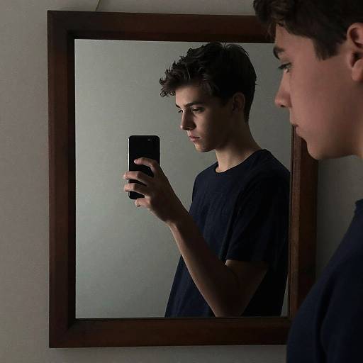Moody Teen Boy Mirror Selfie