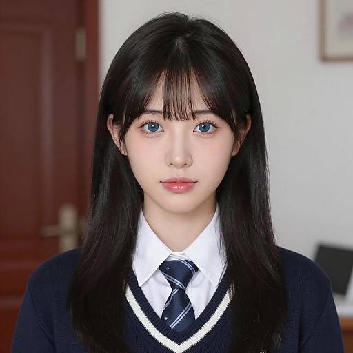 Young Japanese Woman in School Uniform