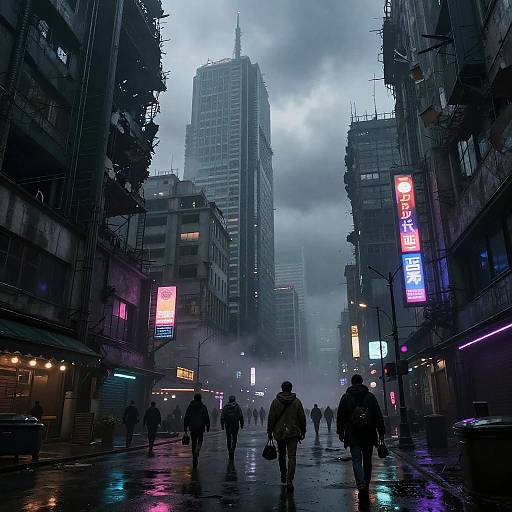 Dystopian Cityscape at Dusk