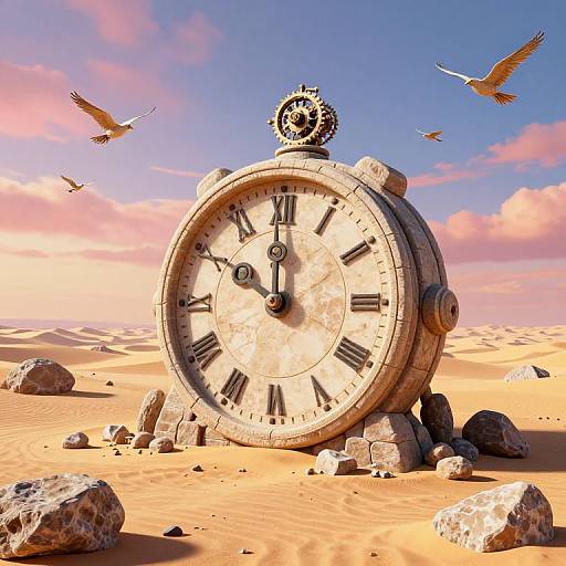 Surreal 3D Desert Clockscape
