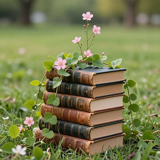 Antique Books in Nature's Embrace