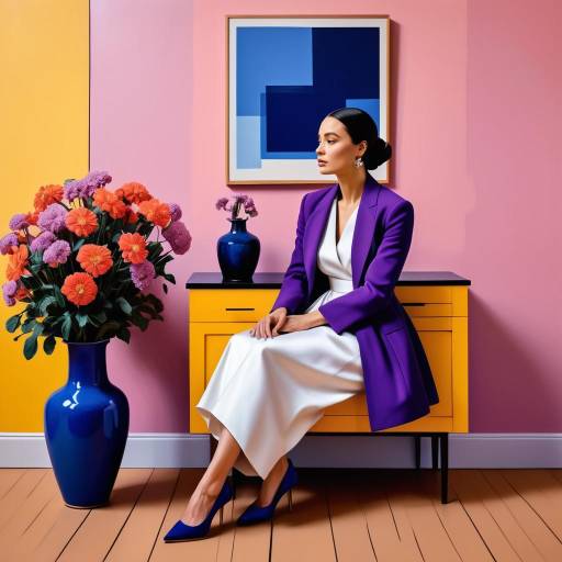 Expressionist Woman in Colorful Interior