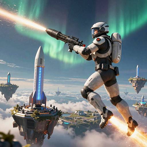 Futuristic Exosuit Commando in Sky Islands