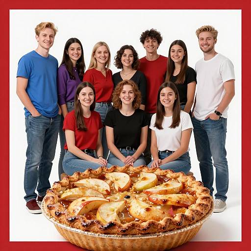 Casual Group Photo with Apple Pie