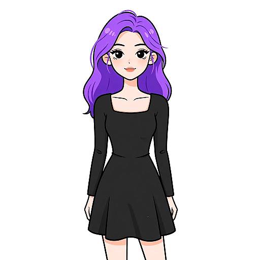 Elegant Woman in Minimalist Black Dress