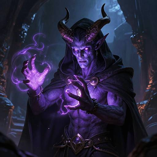 Purple Tiefling Sorcerer Spellcasting