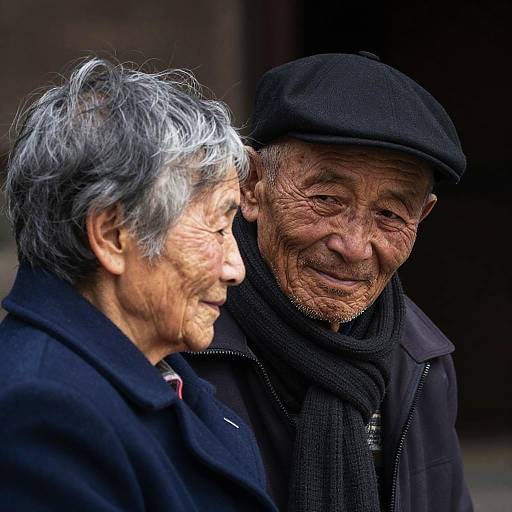 Elderly Asian Couple Close-Up