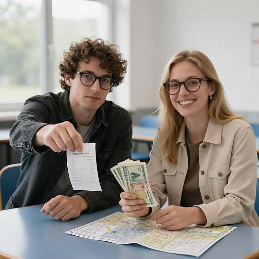Young Couple Paying with Cash and Receipt