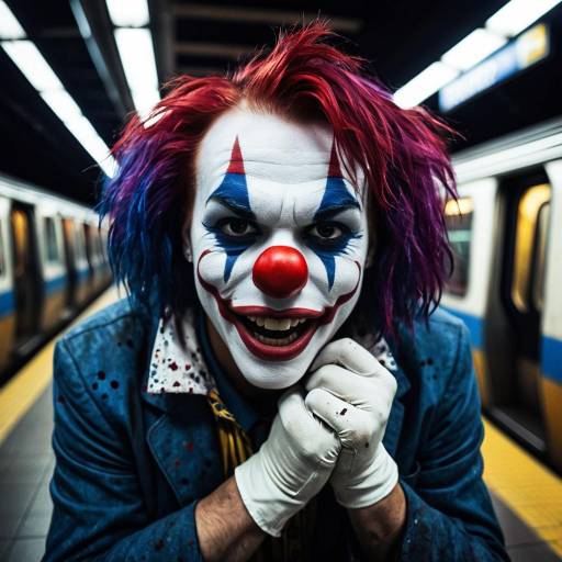 Scary Clown in Subway Station