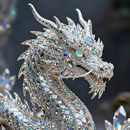 Stunning Dragon Portrait with Gemstone Scales