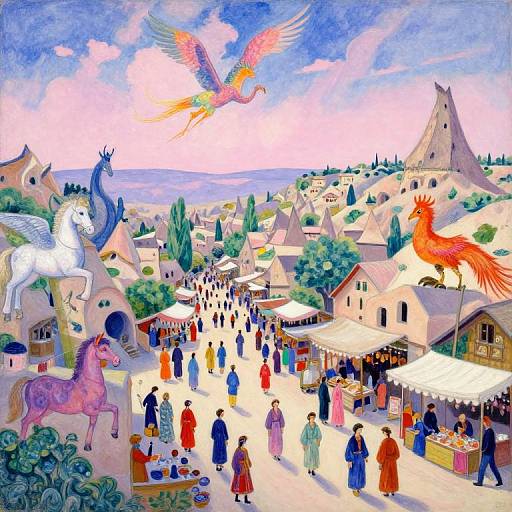 Dreamlike Panoramic Village Market