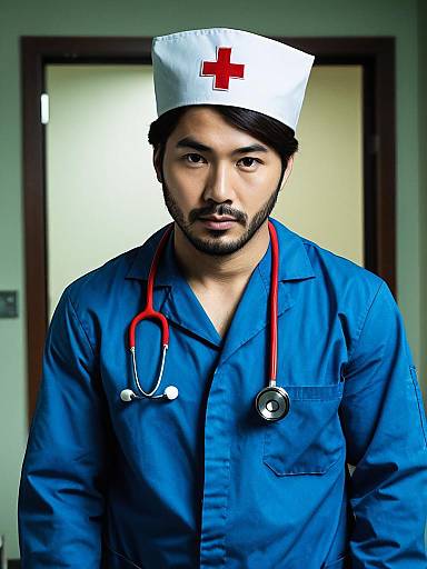 Realistic Male Nurse Costume Portrait