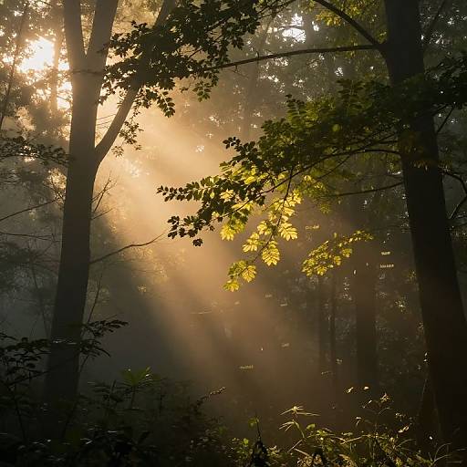 Ethereal Golden Hour Forest Scene
