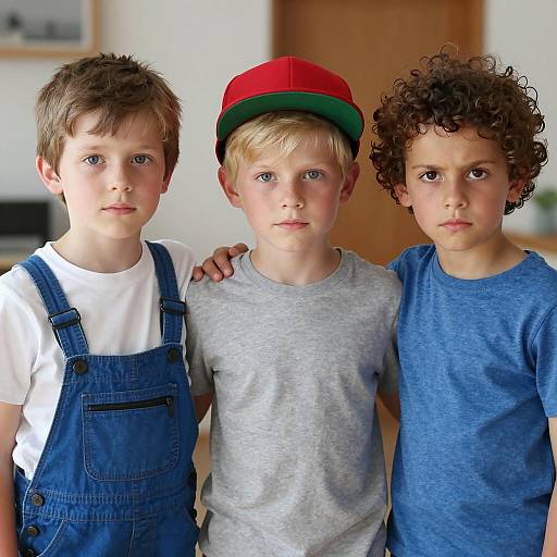 Three Boys in Warm Blurred Background