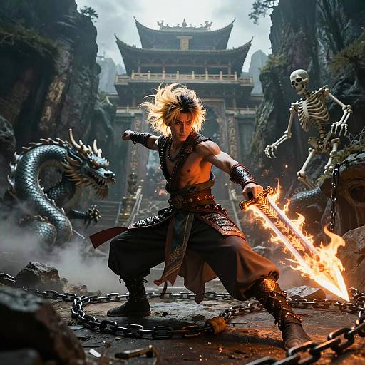 Cinematic Ghost Warrior in Mountain Battle