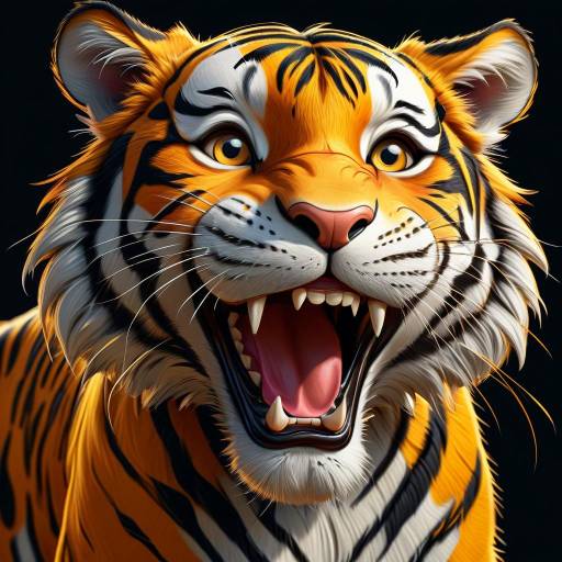 Vibrant Cartoon Tiger Illustration on Black