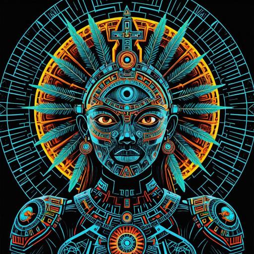 Cybernetic Mayan Goddess with All-Seeing Eye