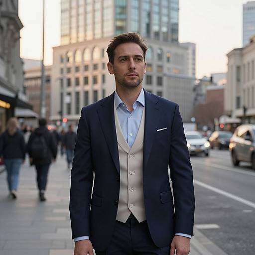 Distinguished Man at Golden Hour Urban Street