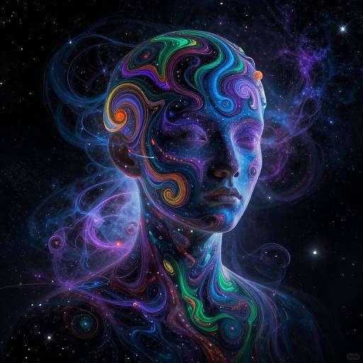 Futuristic Cosmic Figure with Headpiece