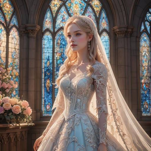 Elegant Bride in Sunlit Chapel Scene