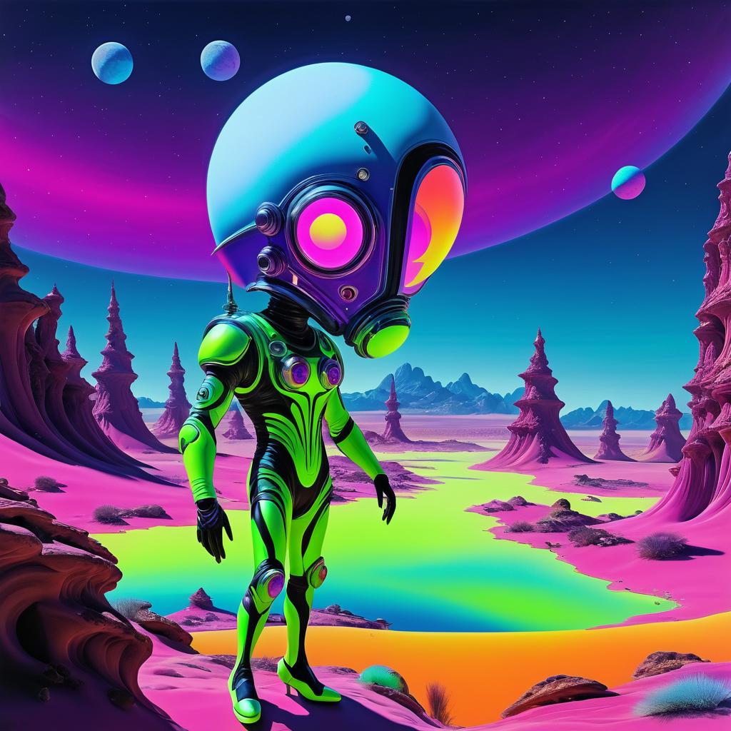 Surreal Alien Explorer on Distant Planet