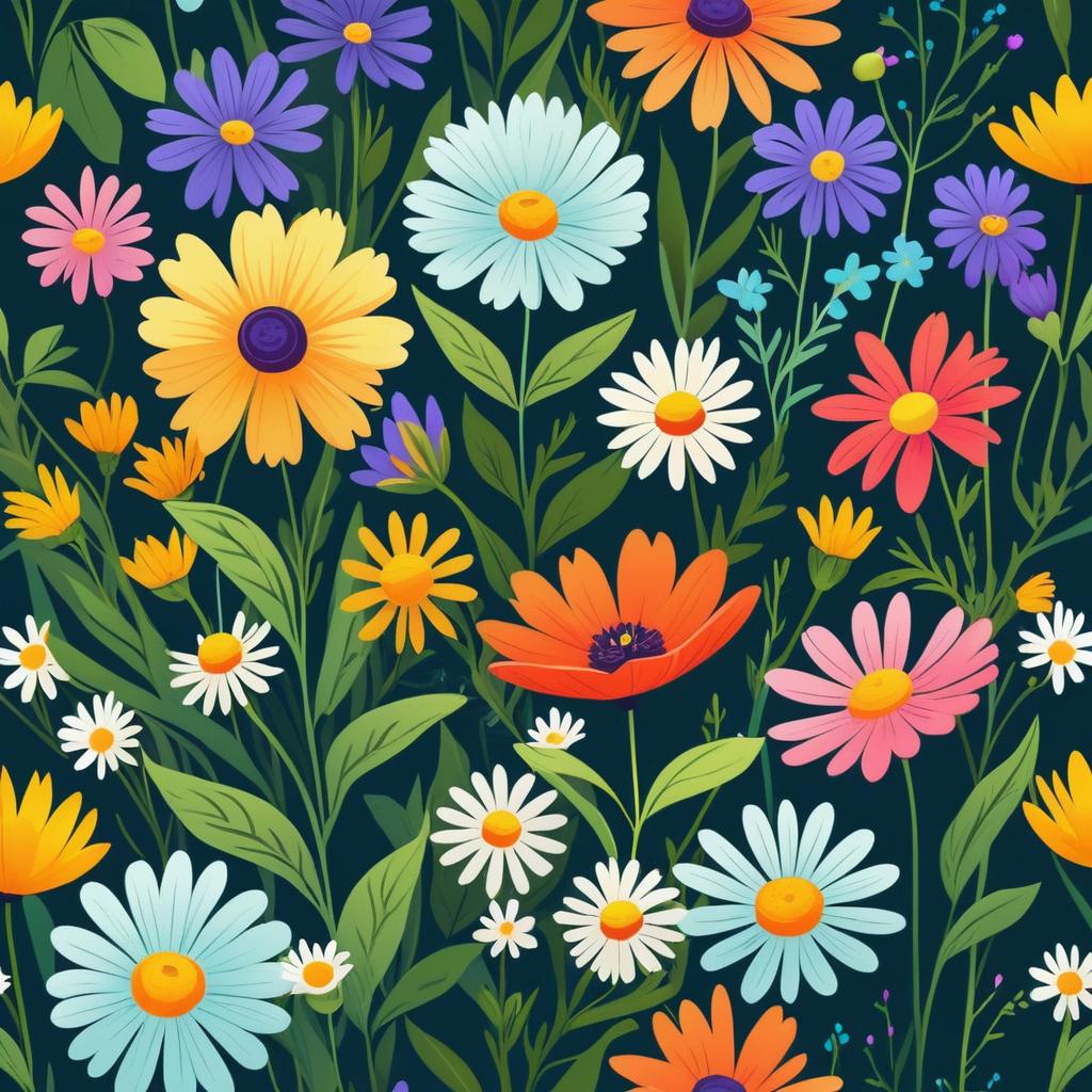 Whimsical Wildflower Wonderland Illustration