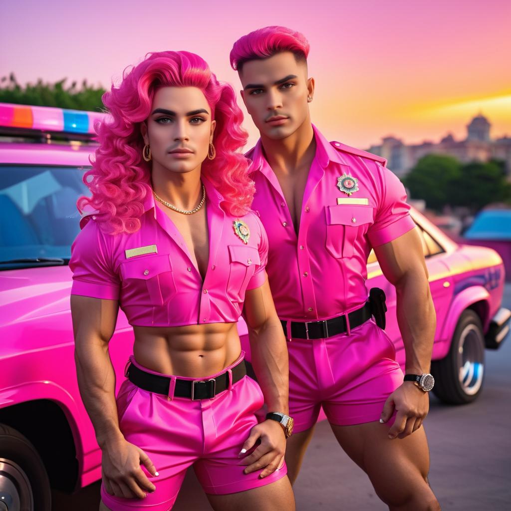 Vibrant Sunset with Drag Queen Officer