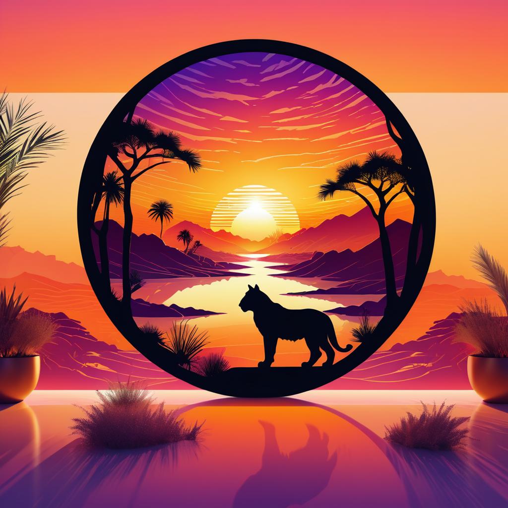 Surreal Tiger Silhouette with Desert Scene