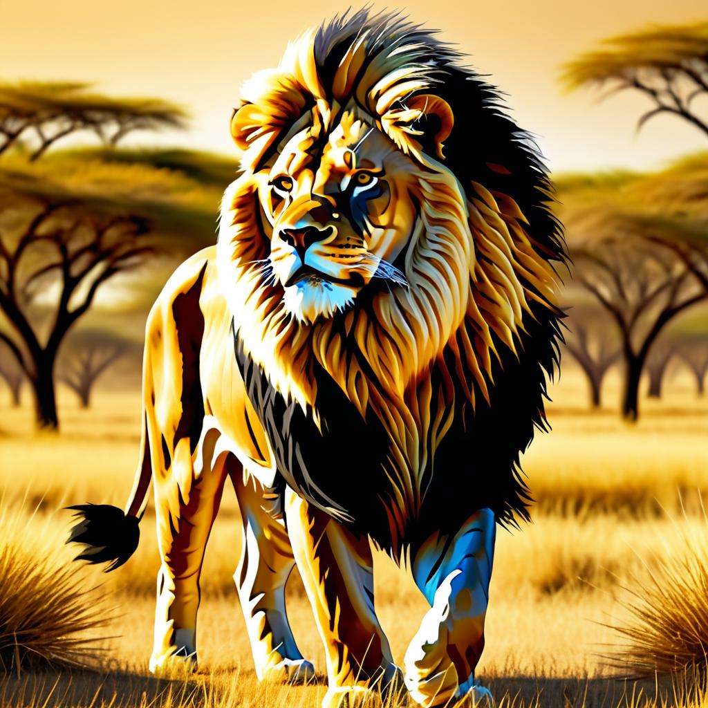 Majestic Lion in a Vibrant Savanna