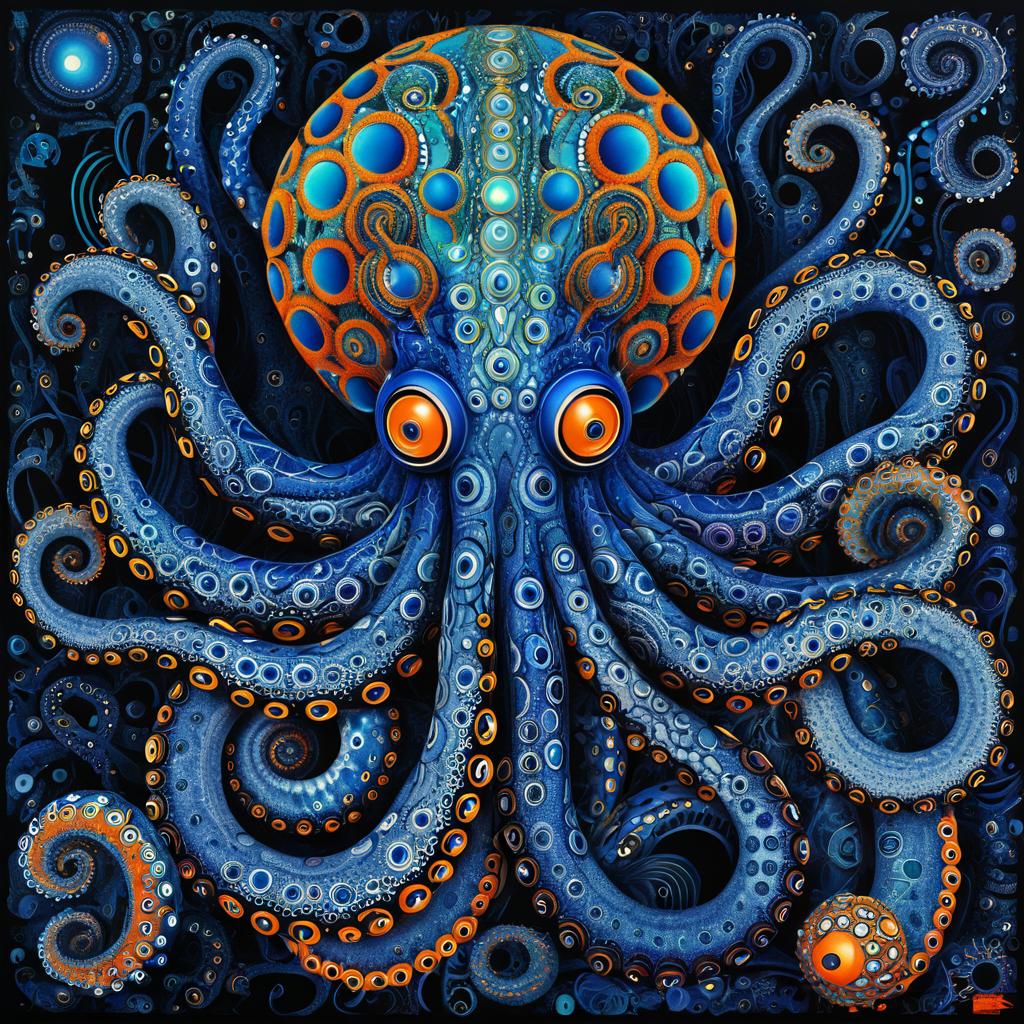 Vibrant Neo-Impressionist Octopus Artwork