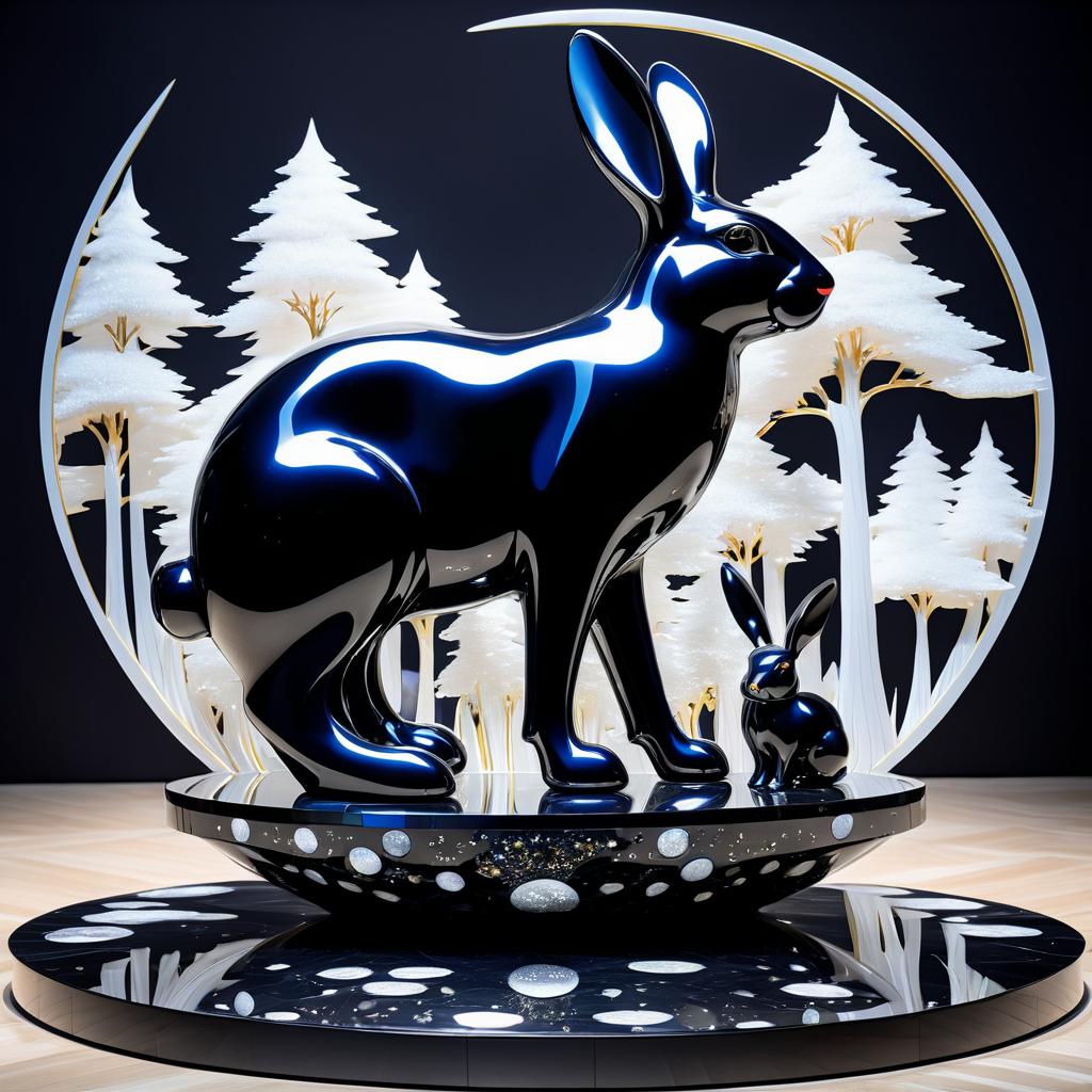 Surreal Obsidian Rabbit by Van Gogh