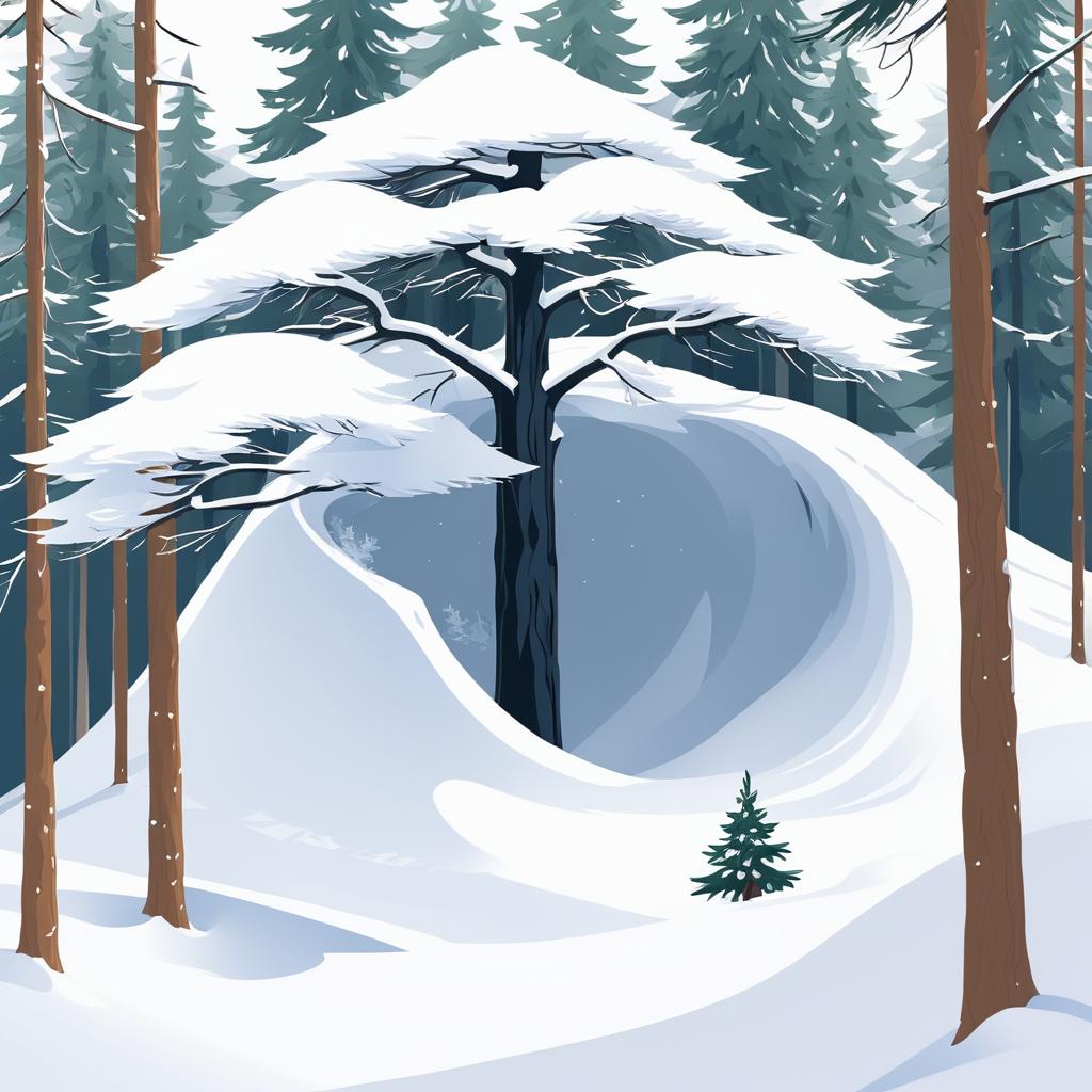 Snow-Covered Pine Tree with Void