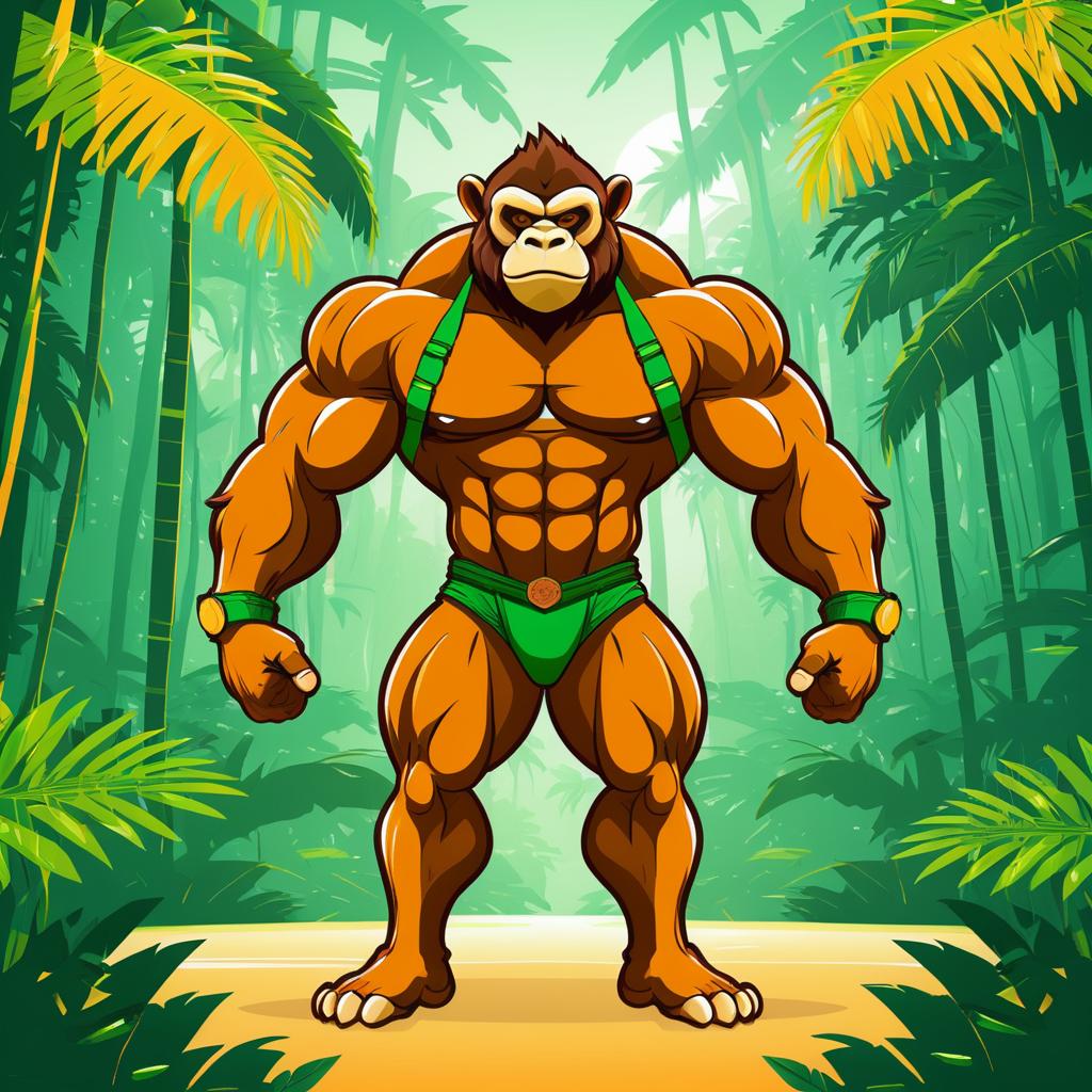 Buffed Monkey in Tropical Rainforest