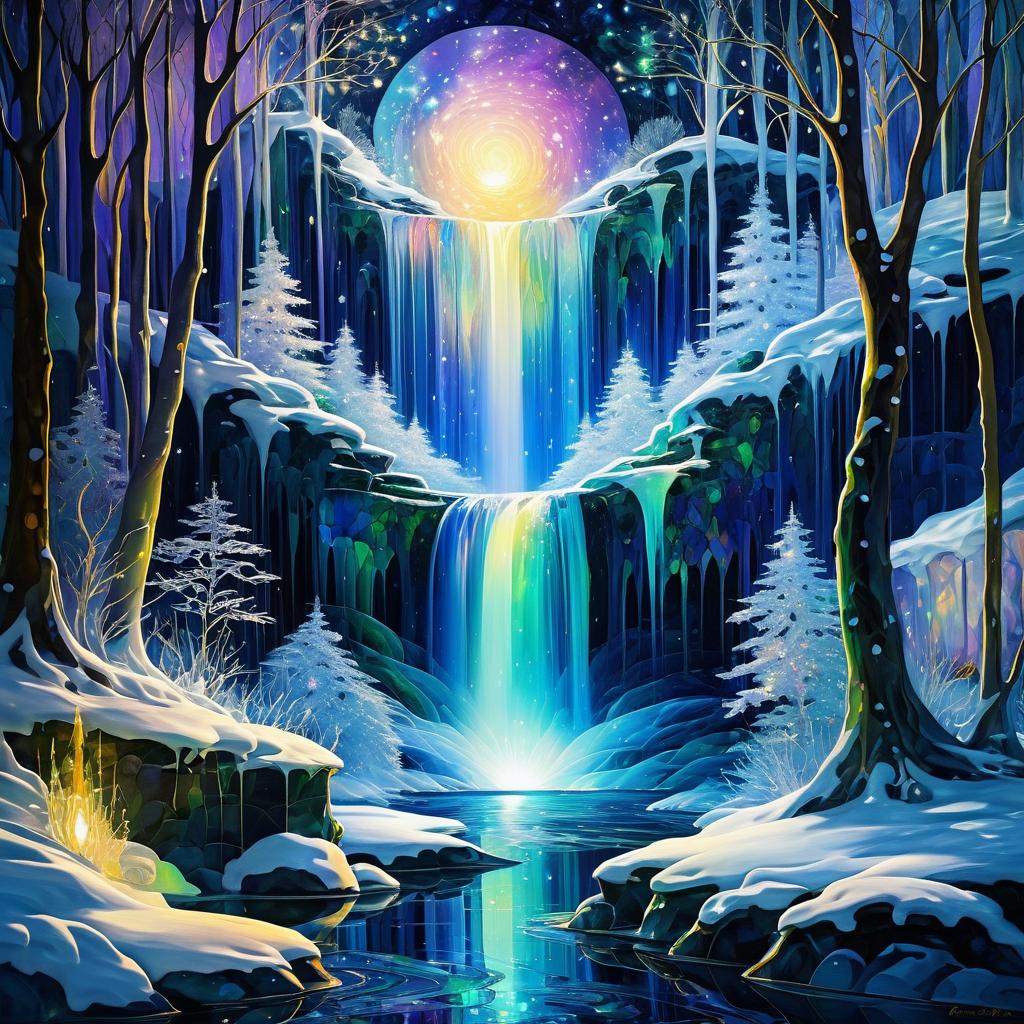 Mystical Winter Landscape with Magical Creature