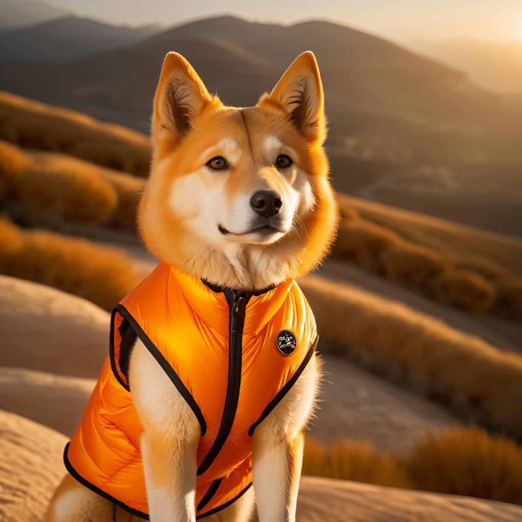 Cinematic Jindo in Orange Puffer Vest