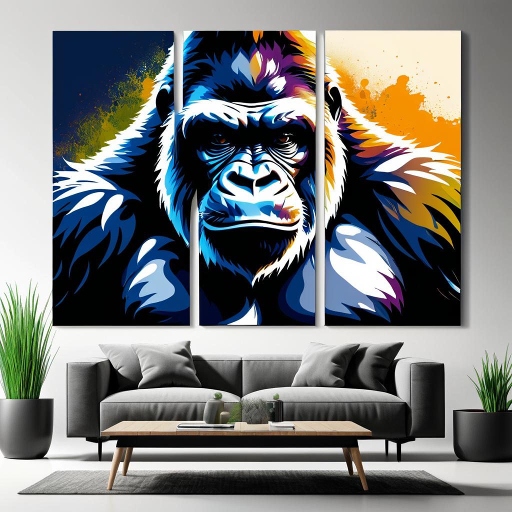 Elegant Gorilla Polyptych Canvas Print