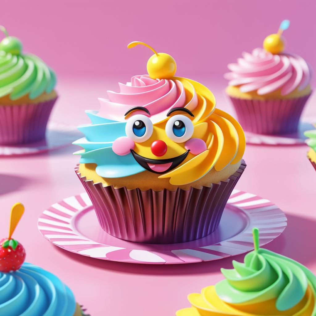 Cheerful Cupcake 3D Artwork Concept