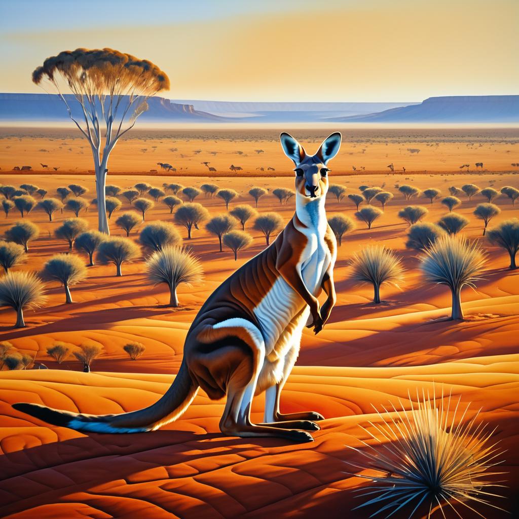 Vibrant Kangaroo in Damascus Style Art