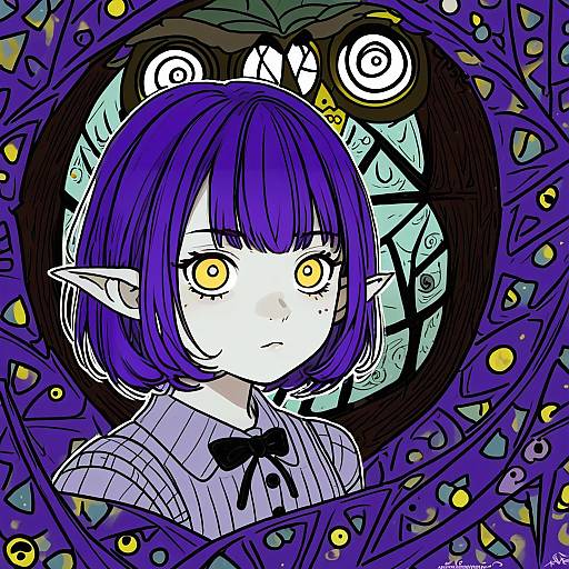 Illustration of Amity blight, the owl house in the style of Anarogumaaa