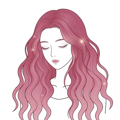 Ethereal Woman with Dusky Rose Hair