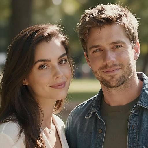 Couple Smiling Outdoors in Sunlight