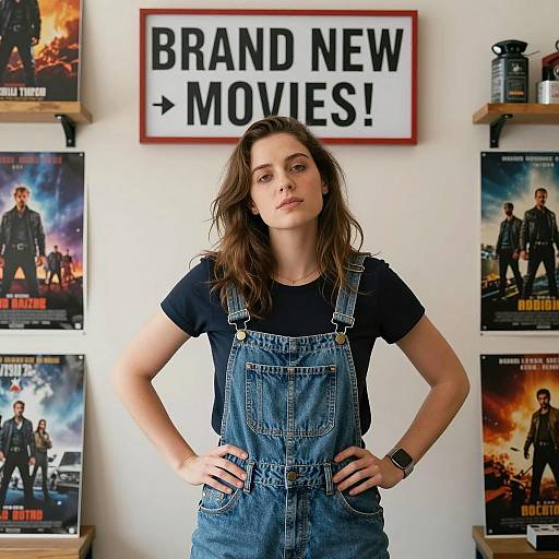 Movie Enthusiast in Front of Posters