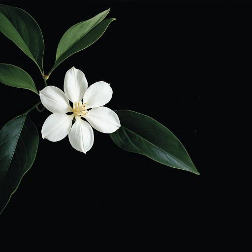 White Jasmine Flower on Black Background