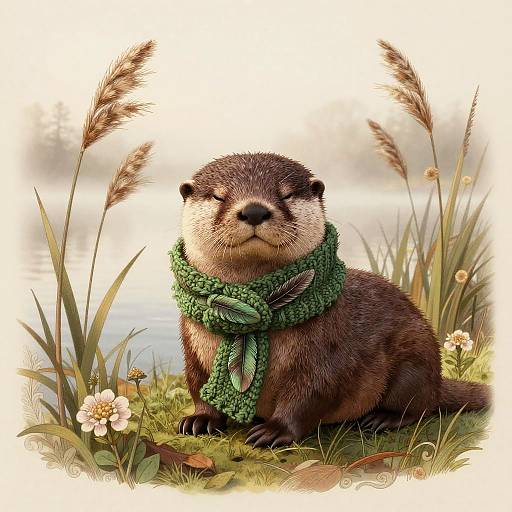 Sleepy Otter in Misty Lakeshore