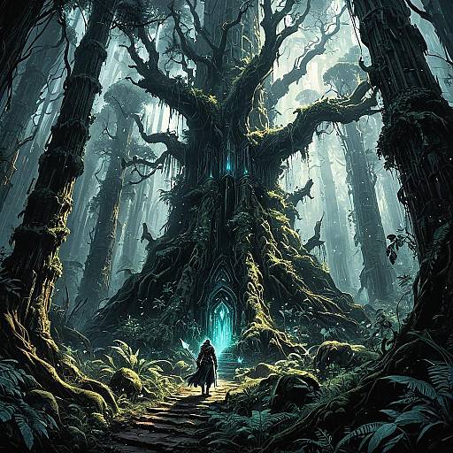 Epic Ancient Forest with Glowing Magical Flora